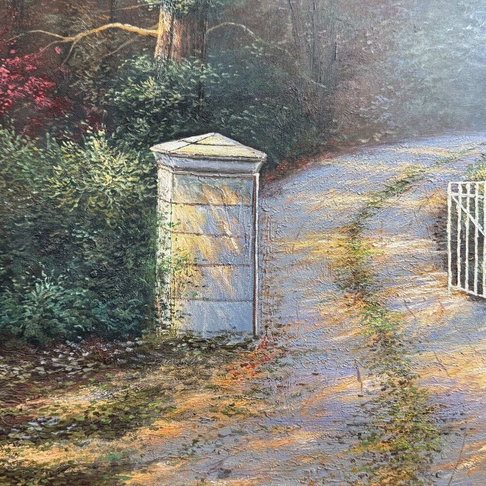 Acrylic Painting Inspired by Thomas Kinkade's The Autumn Gate Canvas 28" x 24" - Picture 11 of 16